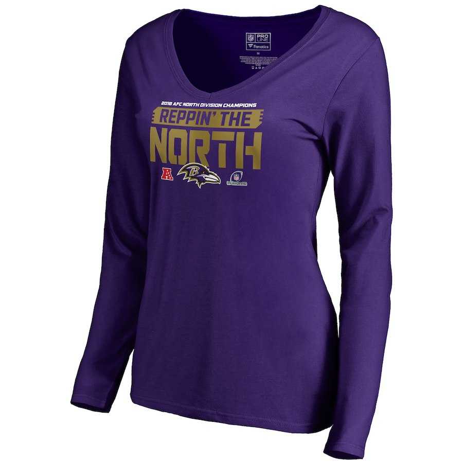 Women Ravens Purple Long Sleeve 2018 NFL Playoffs Reppin' The North T-Shirt,We sell and wholesale Women Ravens Purple Long Sleeve 2018 NFL Playoffs Reppin' The North T-Shirt on line form chian!